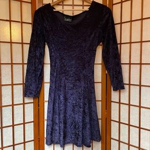 Vintage 90s Blue Crushed Velvet Long Sleeve Dress 💙